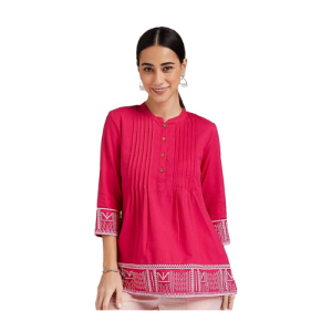 Women's Printed Straight Cotton Short Kurti